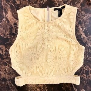 FOREVER 21 SUNFLOWER CROP TOP YELLOW SM